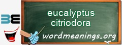 WordMeaning blackboard for eucalyptus citriodora